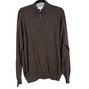 Peter Millar Mens XXL Brown Crown Soft Merino Wool Silk Quarter Zip Sweater 2XL